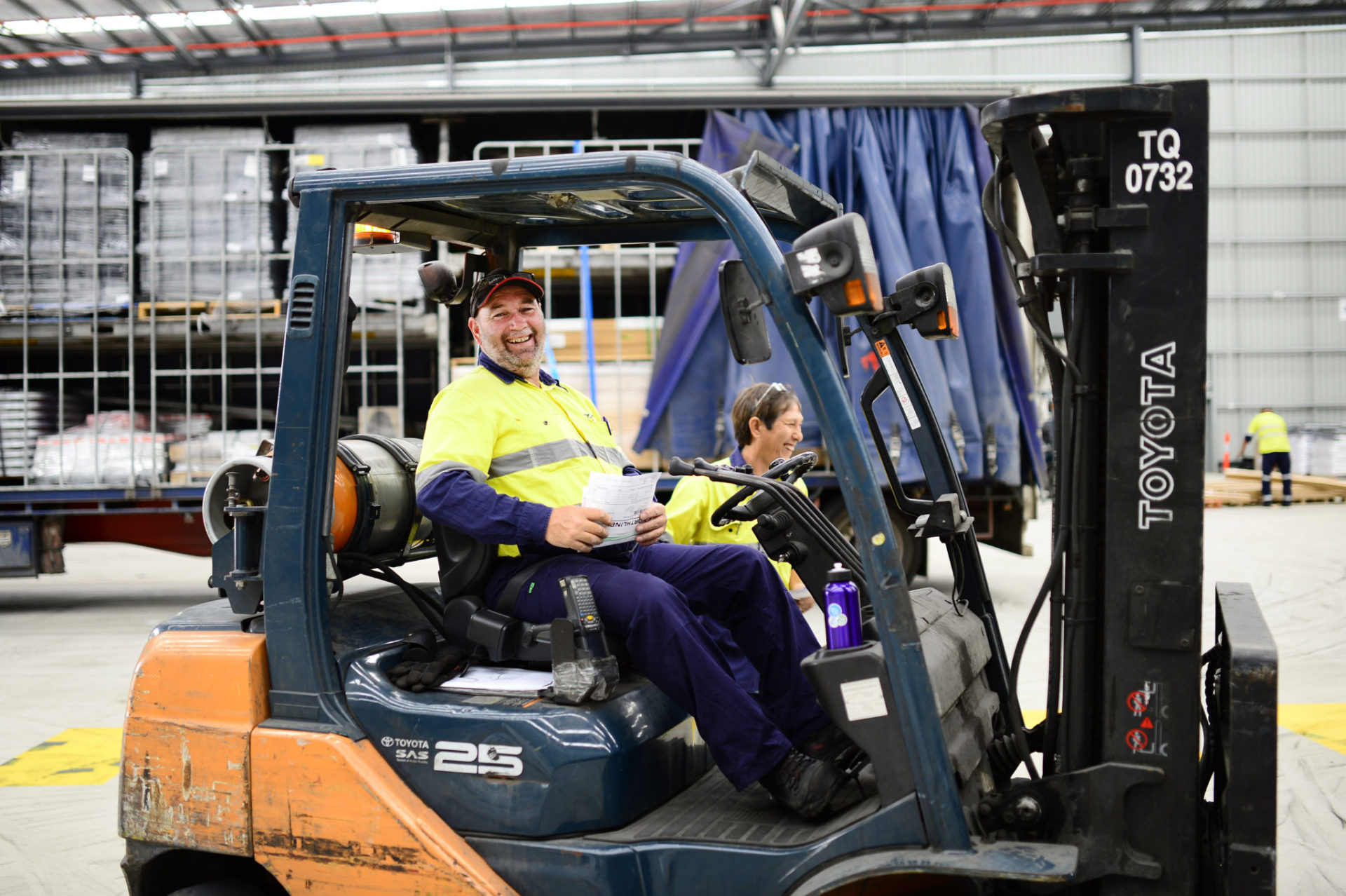 safety demonstrated by forklift driver